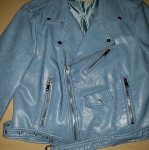Powder Blue Leather Jacket